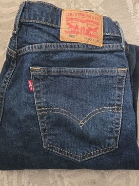 Levi's Men's 505 Jeans in Dark Blue Denim